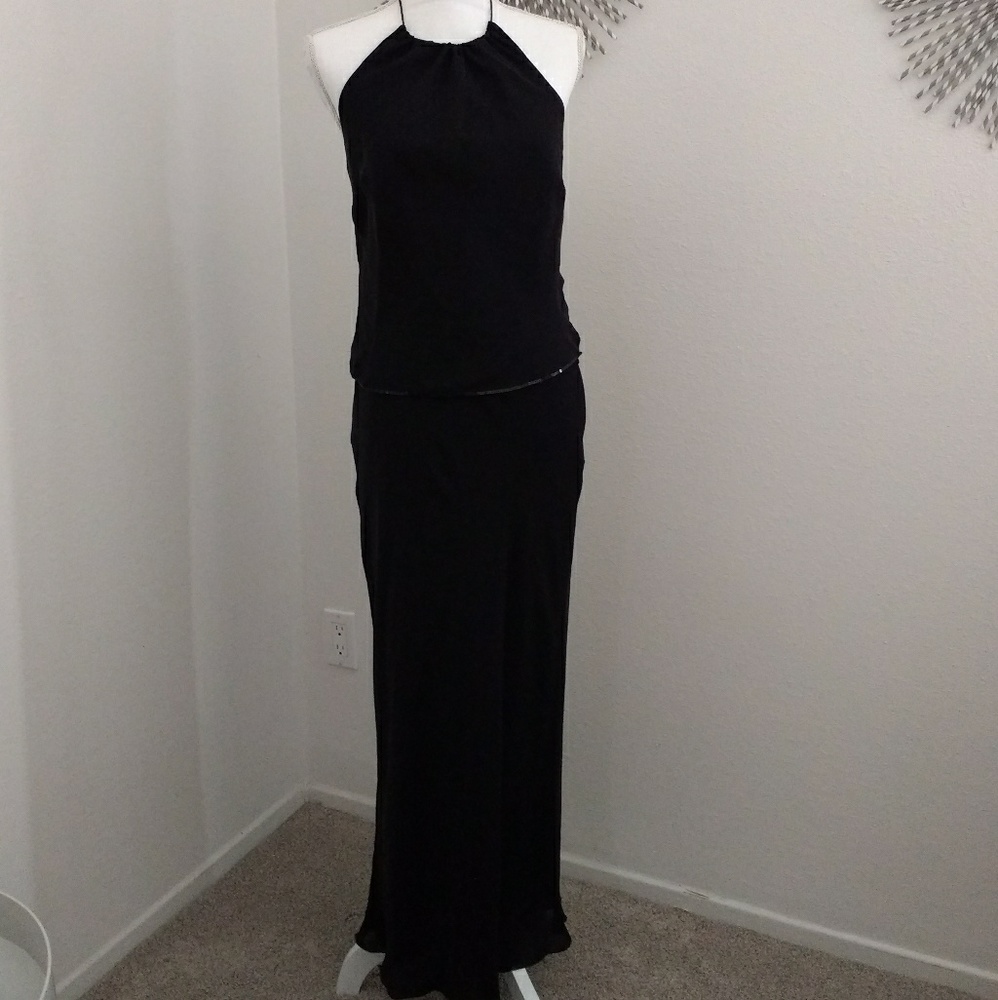 Black 2 piece silk dress